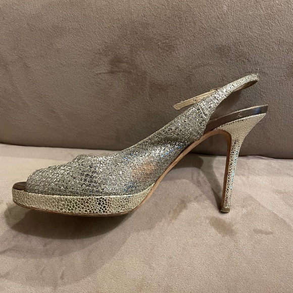 Jimmy Choo Nova Peep-Toe Sling Back Heels Champagne, Size EU 38, USA 7.5- $50 - Picture 8 of 8